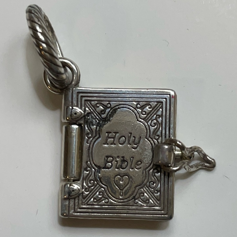 Brighton Holy Bible Book Charm for Bracelet / Necklace Retired RARE Silver Tone